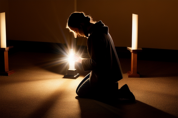 Person in prayer with radiant light