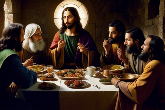 Jesus and his disciples gathered together