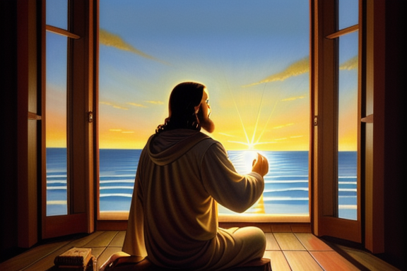 A painting depicting Jesus calling Matthew to follow him