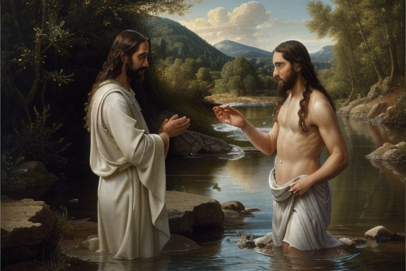 The baptism of Jesus by John the Baptist