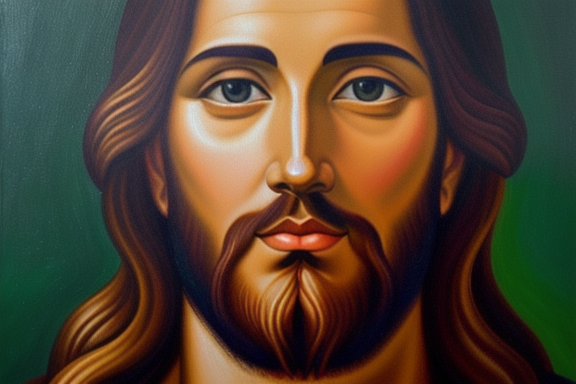 A painting of Jesus with a serene expression, as portrayed in Byzantine art